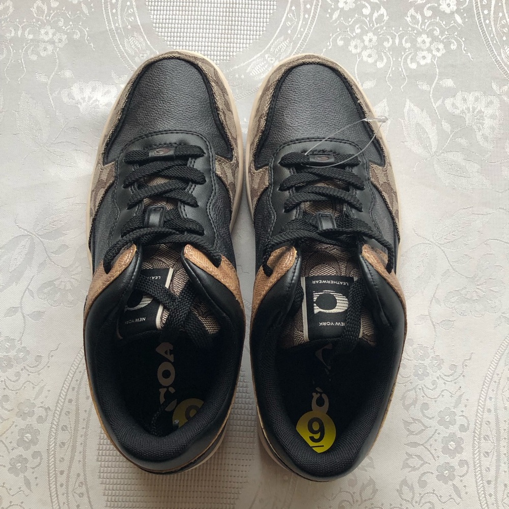 COACH C 201 Signature Monogram Coated Canvas Brown Sneakers Men’s Size 9 NWB - Picture 2 of 16
